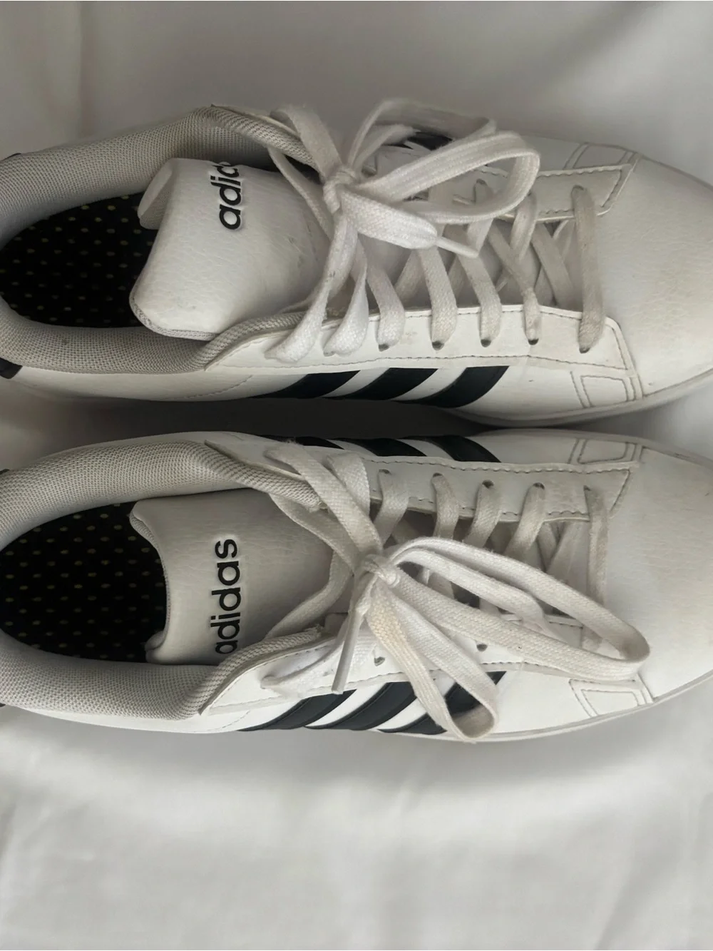 adidas White Sneakers with Black Stripes - Women's